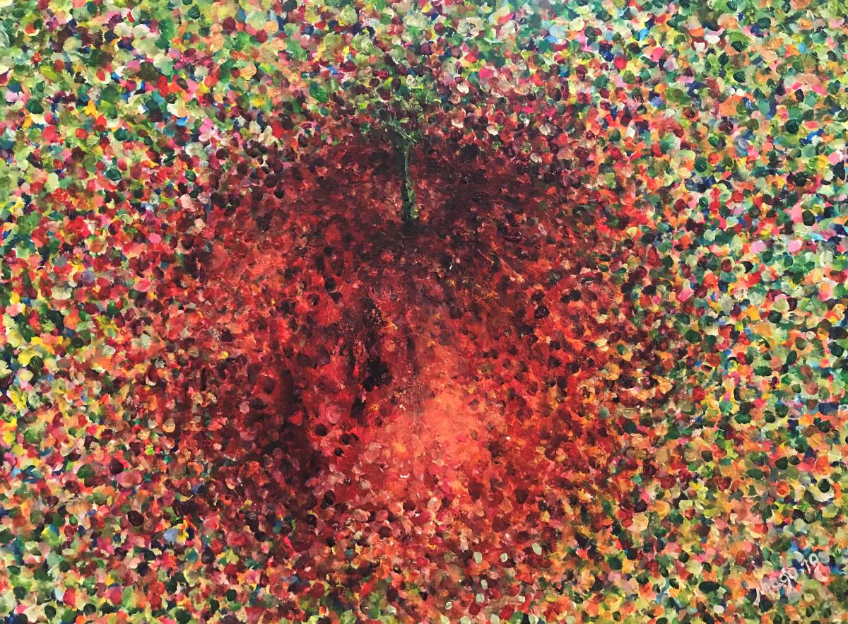 Drowning apple, by jhago 100x70, Acryl auf Leinwand, 2019