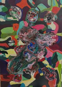 Kometen im Kuiptergürtel by jhago, Acryl auf Leinwand 80x100, 2024